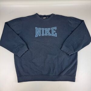 Vintage Y2K Nike Mens Size XL Crewneck Sweatshirt Spellout Blue *Read Desc